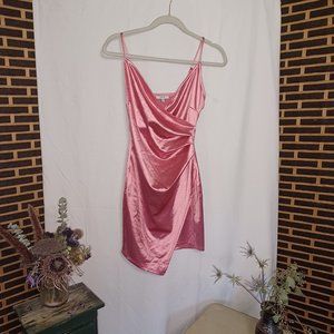 Pink spaghetti strap cross dress, cocktail dress, party dress, barbie dress